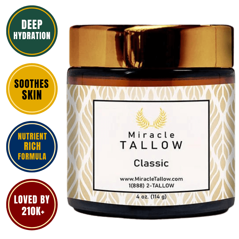 Miracle Tallow (4 oz.) Classic - 100% Grass Fed Beef Tallow Skin Moisturizer - Miracle Tallow